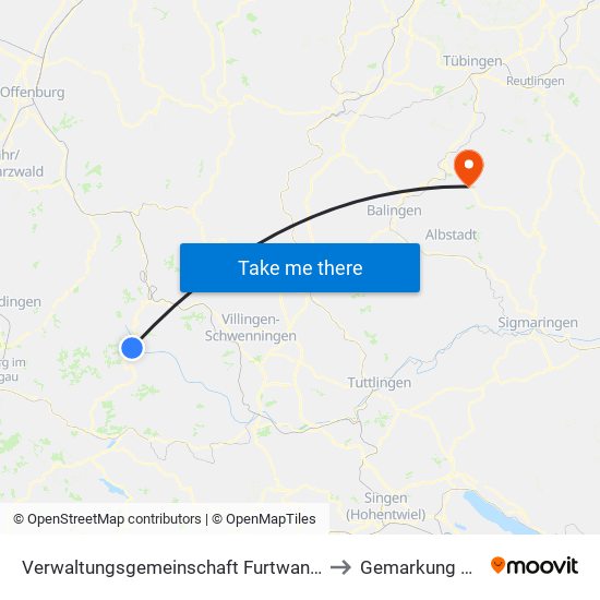 Verwaltungsgemeinschaft Furtwangen Im Schwarzwald to Gemarkung Jungingen map