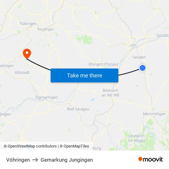Vöhringen to Gemarkung Jungingen map