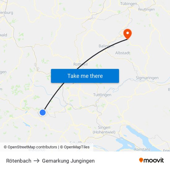 Rötenbach to Gemarkung Jungingen map