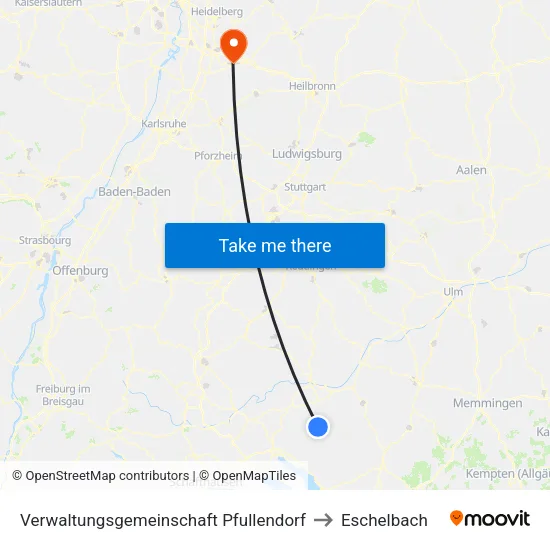 Verwaltungsgemeinschaft Pfullendorf to Eschelbach map