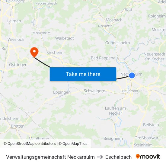 Verwaltungsgemeinschaft Neckarsulm to Eschelbach map