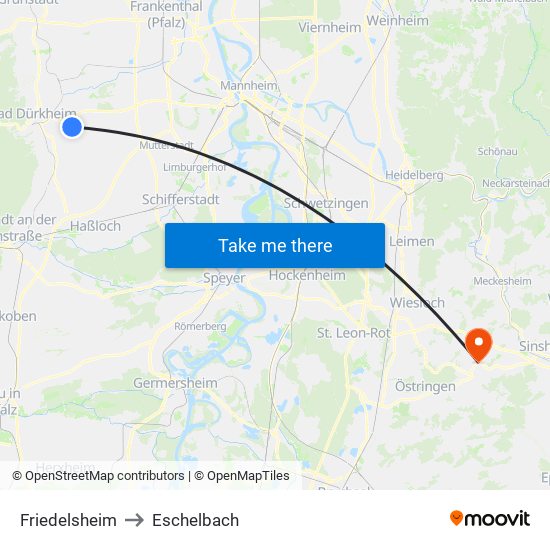 Friedelsheim to Eschelbach map