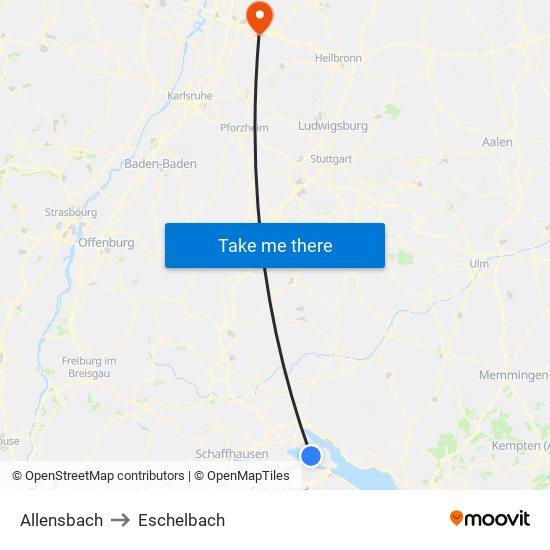 Allensbach to Eschelbach map