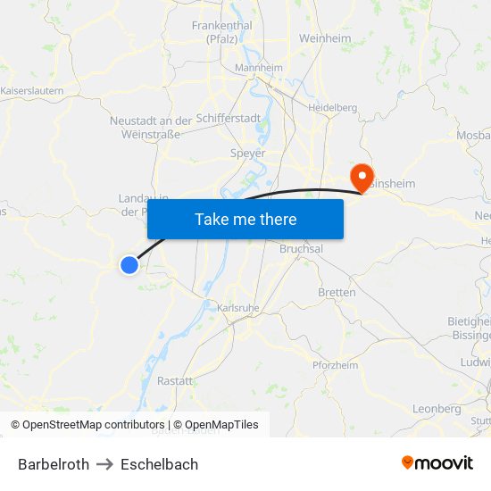 Barbelroth to Eschelbach map