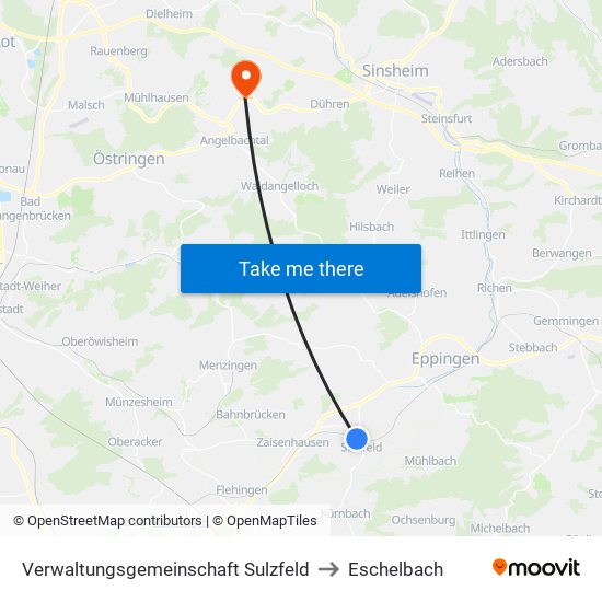 Verwaltungsgemeinschaft Sulzfeld to Eschelbach map