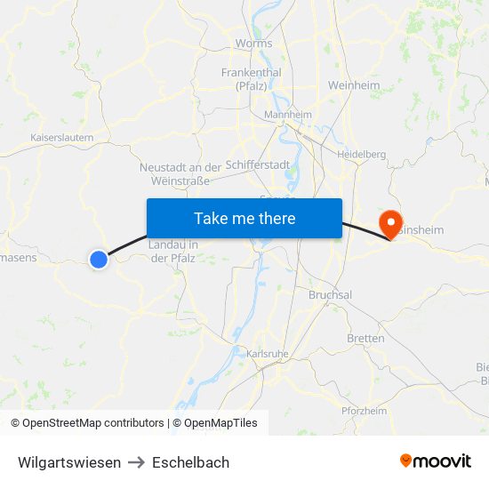 Wilgartswiesen to Eschelbach map