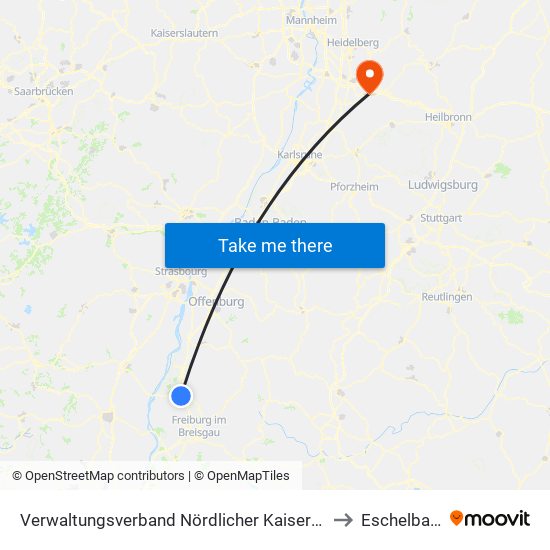 Verwaltungsverband Nördlicher Kaiserstuhl to Eschelbach map