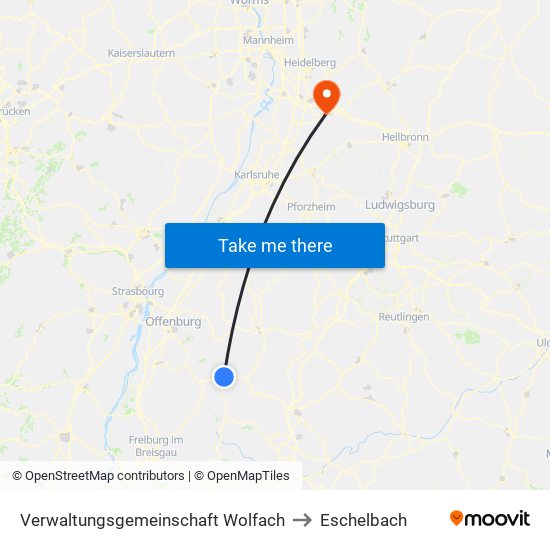 Verwaltungsgemeinschaft Wolfach to Eschelbach map