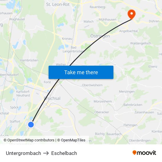 Untergrombach to Eschelbach map