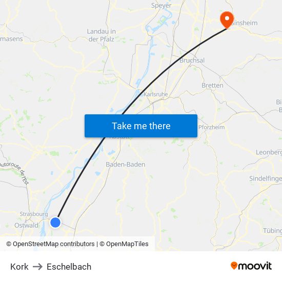 Kork to Eschelbach map