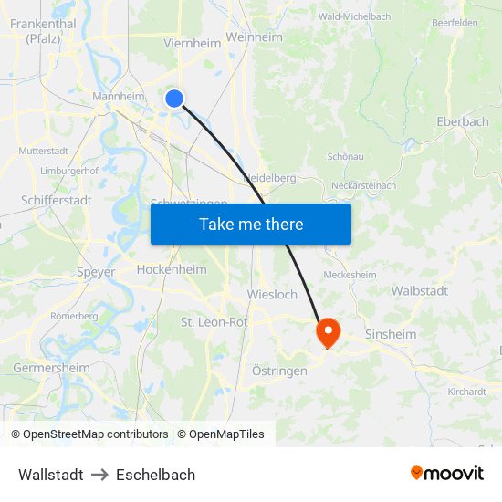 Wallstadt to Eschelbach map