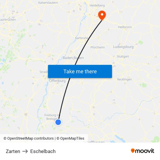 Zarten to Eschelbach map