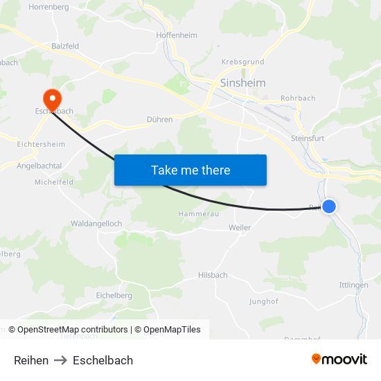 Reihen to Eschelbach map
