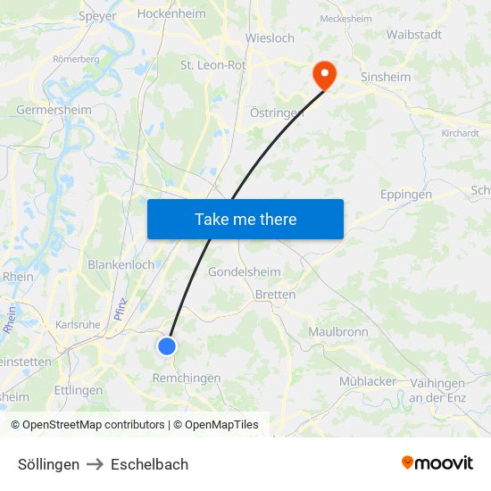 Söllingen to Eschelbach map
