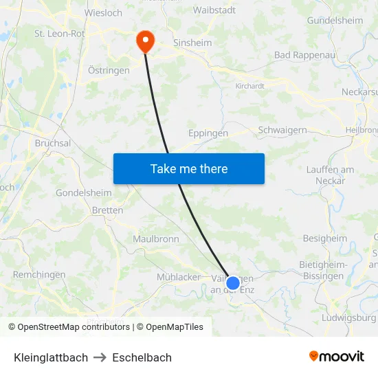 Kleinglattbach to Eschelbach map
