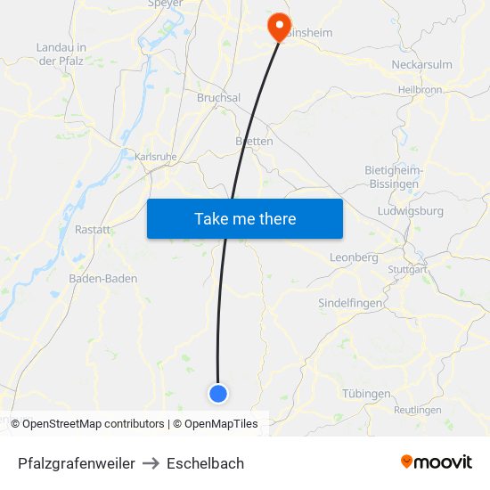 Pfalzgrafenweiler to Eschelbach map