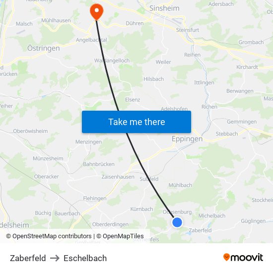 Zaberfeld to Eschelbach map