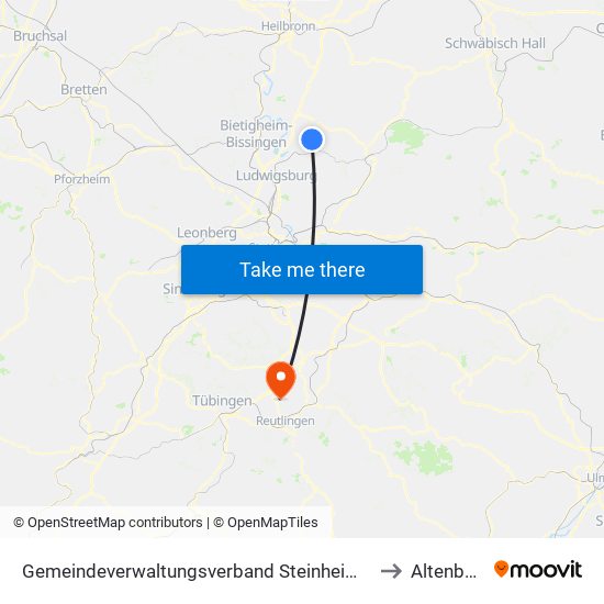 Gemeindeverwaltungsverband Steinheim-Murr to Altenburg map