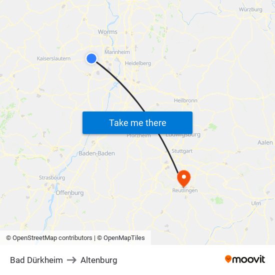 Bad Dürkheim to Altenburg map