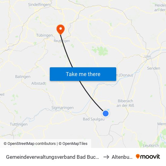 Gemeindeverwaltungsverband Bad Buchau to Altenburg map