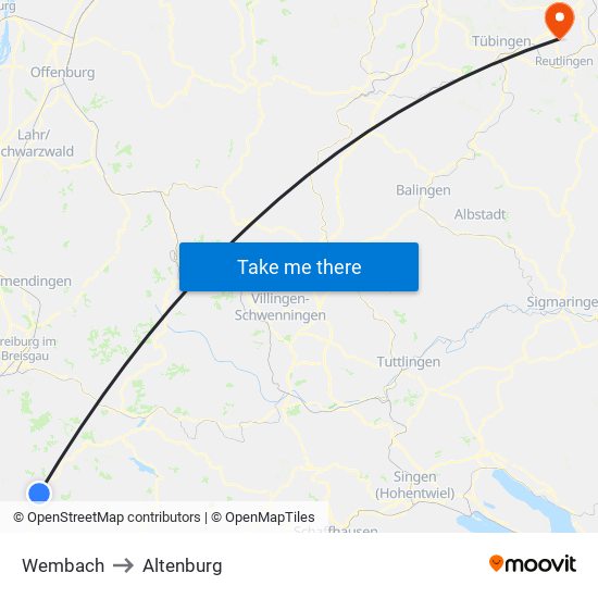 Wembach to Altenburg map