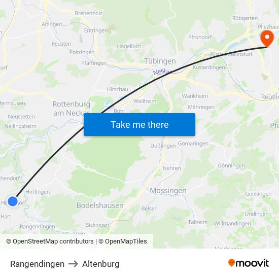 Rangendingen to Altenburg map