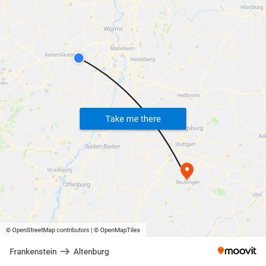 Frankenstein to Altenburg map