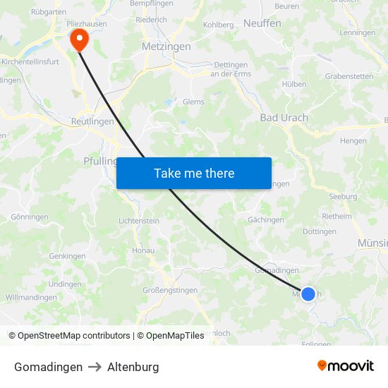 Gomadingen to Altenburg map