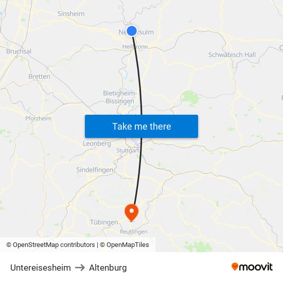Untereisesheim to Altenburg map