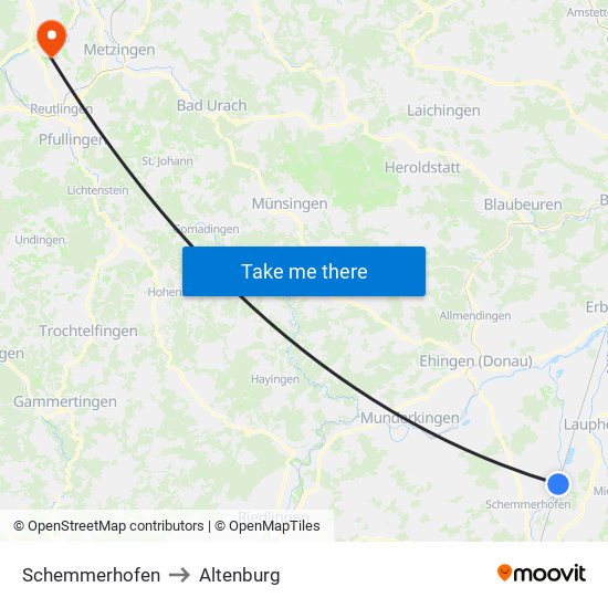Schemmerhofen to Altenburg map