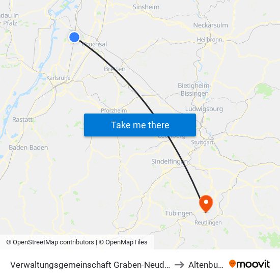 Verwaltungsgemeinschaft Graben-Neudorf to Altenburg map