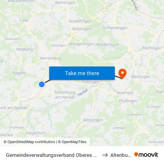 Gemeindeverwaltungsverband Oberes Gäu to Altenburg map