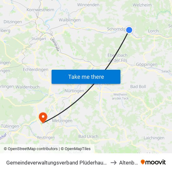 Gemeindeverwaltungsverband Plüderhausen-Urbach to Altenburg map