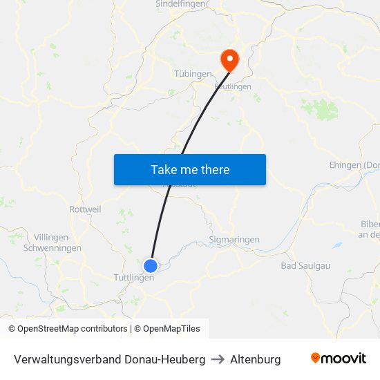 Verwaltungsverband Donau-Heuberg to Altenburg map