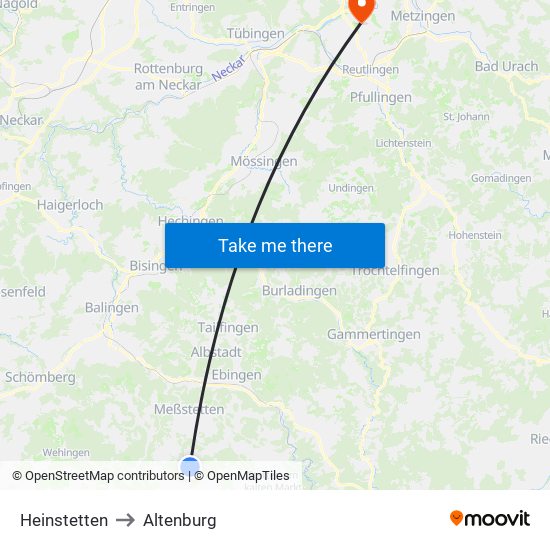 Heinstetten to Altenburg map