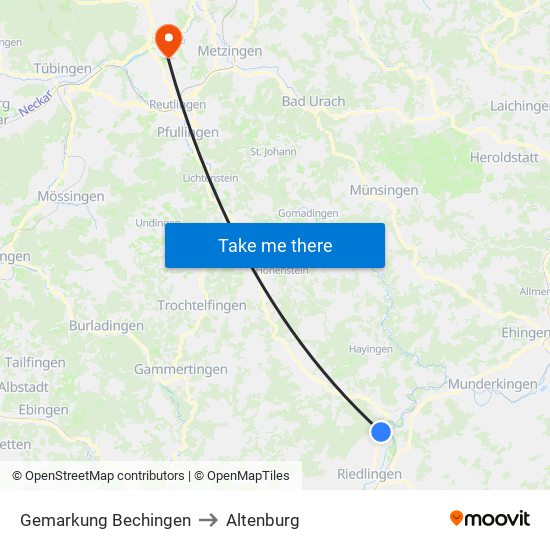 Gemarkung Bechingen to Altenburg map