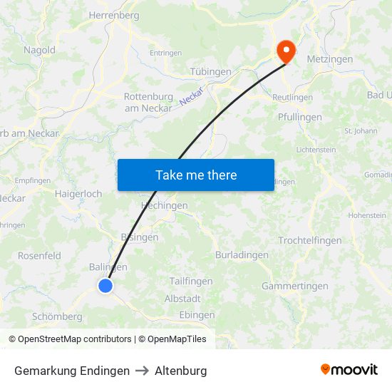 Gemarkung Endingen to Altenburg map