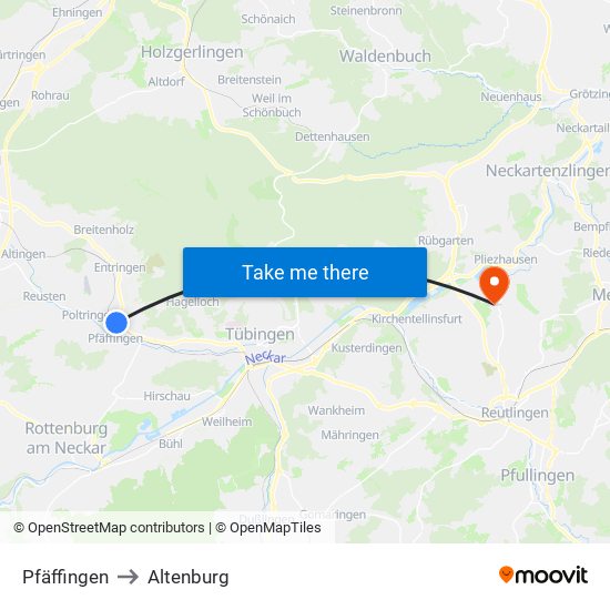 Pfäffingen to Altenburg map