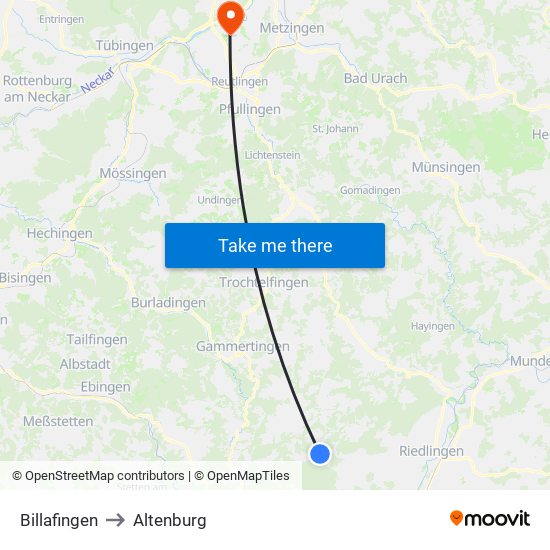Billafingen to Altenburg map