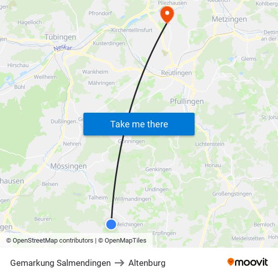 Gemarkung Salmendingen to Altenburg map