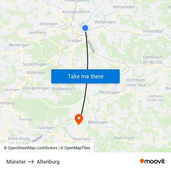 Münster to Altenburg map