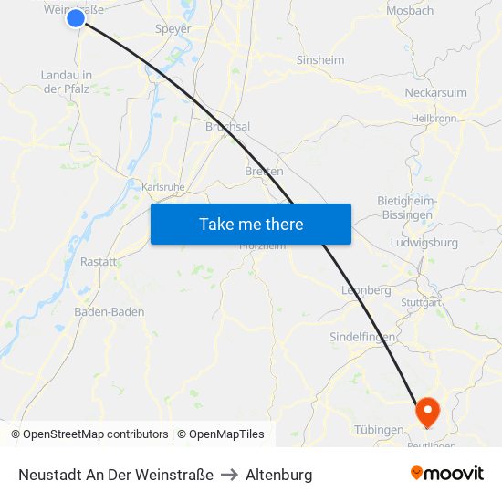 Neustadt An Der Weinstraße to Altenburg map