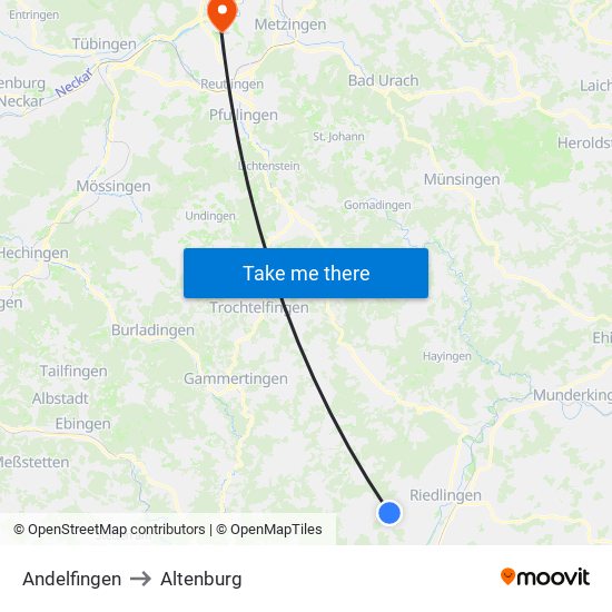 Andelfingen to Altenburg map