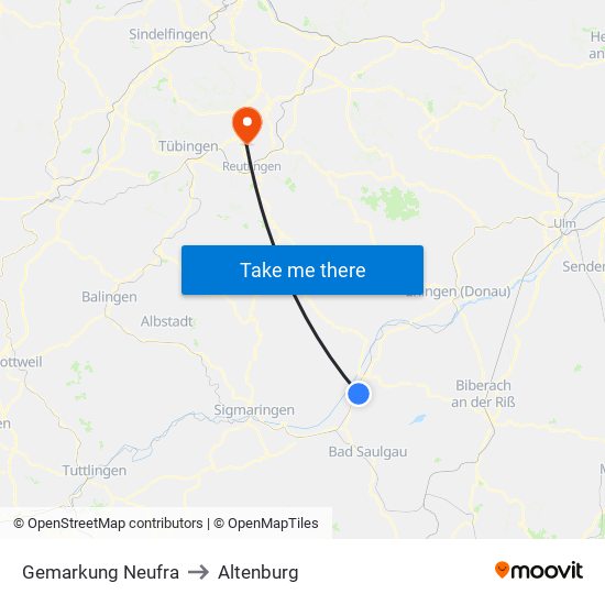 Gemarkung Neufra to Altenburg map