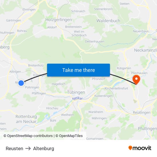 Reusten to Altenburg map
