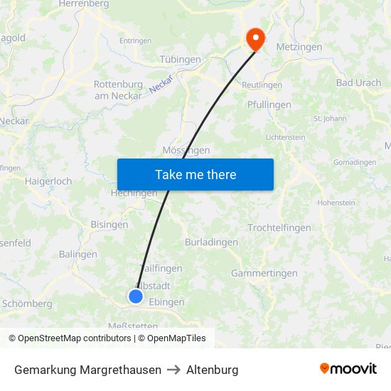Gemarkung Margrethausen to Altenburg map