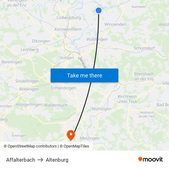 Affalterbach to Altenburg map