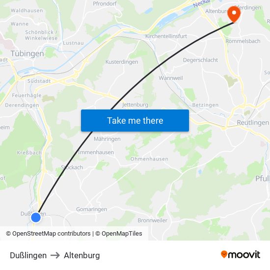 Dußlingen to Altenburg map