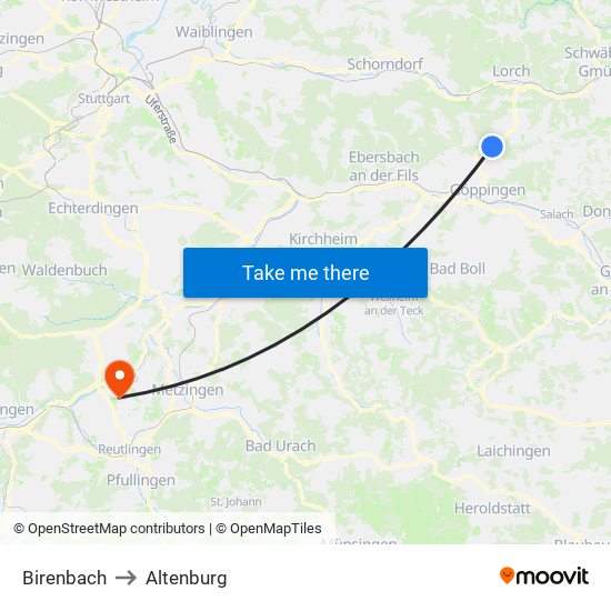 Birenbach to Altenburg map