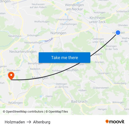 Holzmaden to Altenburg map